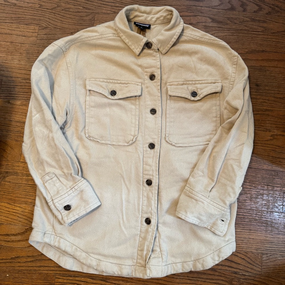 Patagonia Women's Heavyweight Fjord Flannel Overshirt Natural M EUC